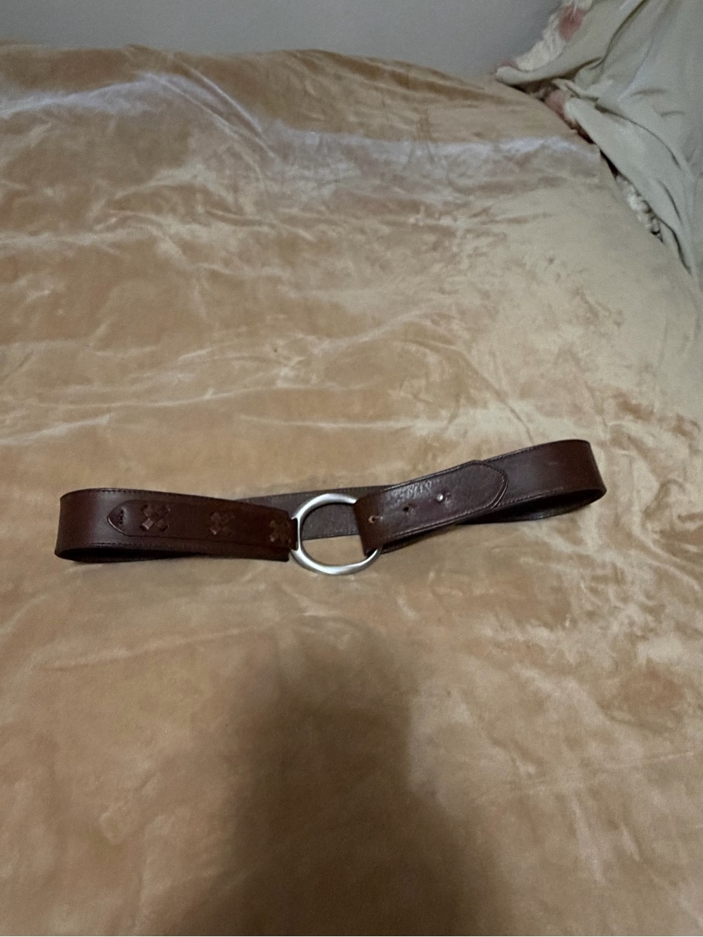 Eddie Bauer Brown Leather Women’s Belt with Silver Ring Medium